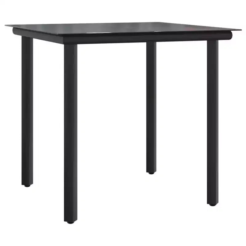 vidaXL Salon de jardin en rotin synthétique noir et acier Standard Empilable - Longueur de table 80 cm 4