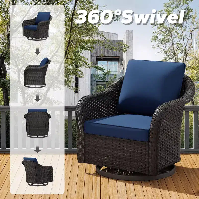 UPTIOT Fauteuil à bascule pivotant en rotin pour terrasse extérieure 2 personnes