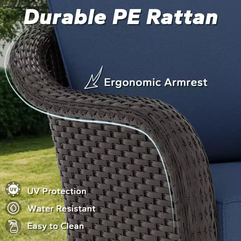UPTIOT Fauteuil à bascule pivotant en rotin pour terrasse extérieure 2 personnes
