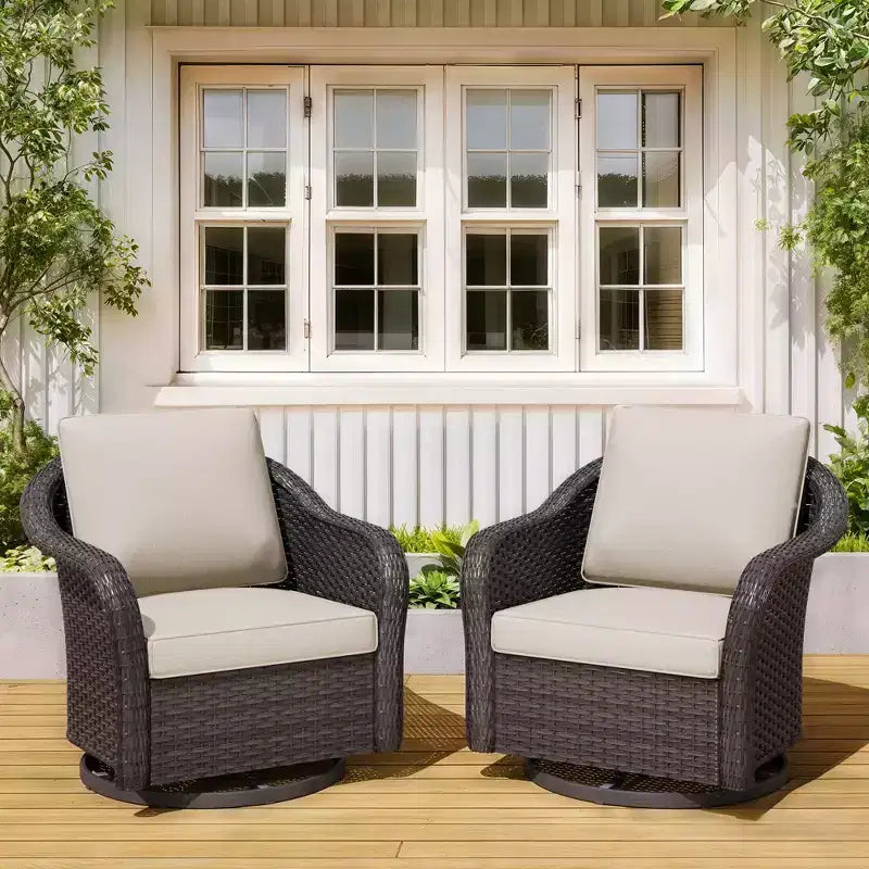 UPTIOT Fauteuil à bascule pivotant en rotin pour terrasse extérieure 2 personnes