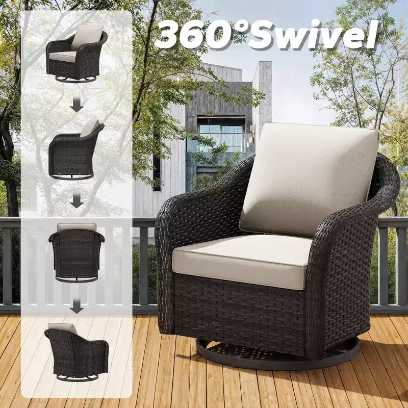 UPTIOT Fauteuil à bascule pivotant en rotin pour terrasse extérieure 2 personnes