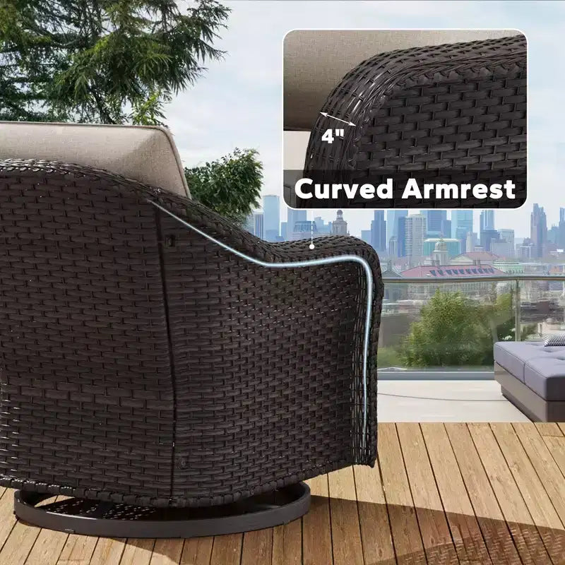 UPTIOT Fauteuil à bascule pivotant en rotin pour terrasse extérieure 2 personnes