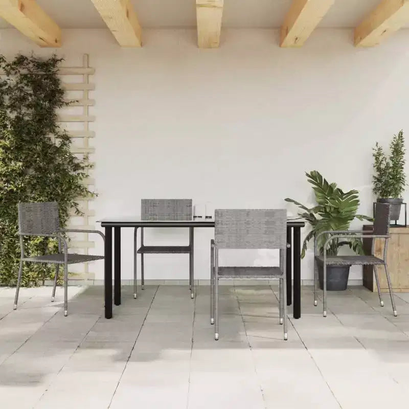 vidaXL Ensemble de salle à manger de jardin - Gris 63 Table Longueur 4 articles