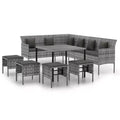vidaXL Garden Dining Set Gray PE rattan Large Durable