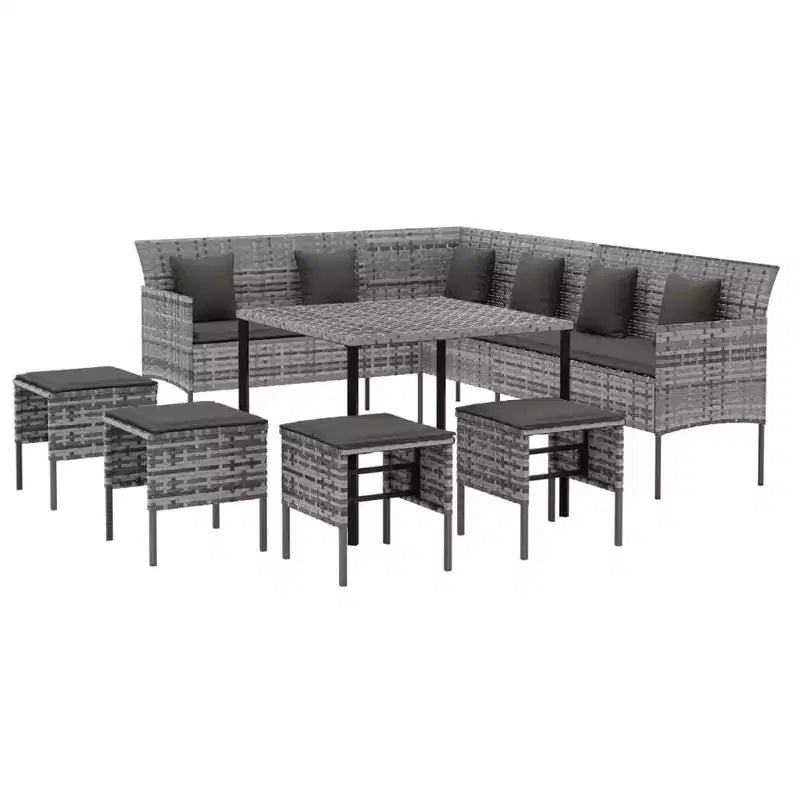 vidaXL Salon de jardin en résine tressée gris Grande durabilité
