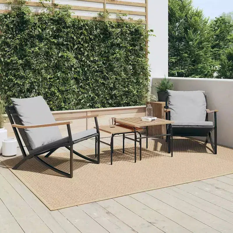 vidaXL Chaises de Patio avec Coussins Mobilier de Jardin Extérieur Acier Noir