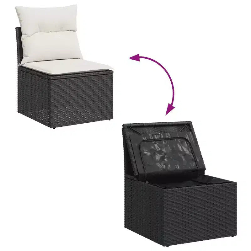 vidaXL Salon de jardin noir en résine tressée Grand salon de jardin modulable