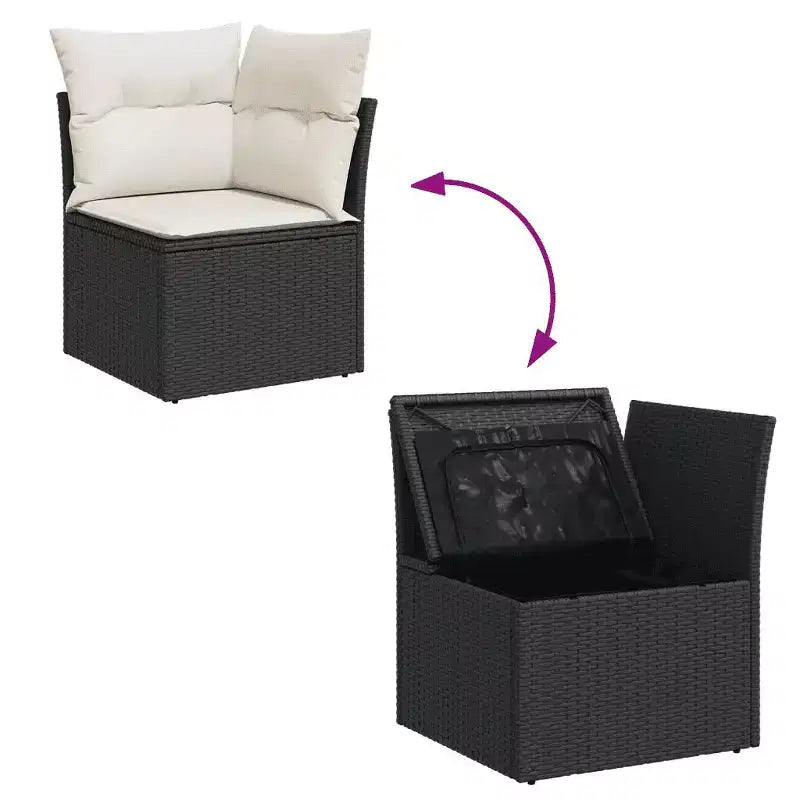 vidaXL Salon de jardin noir en résine tressée Grand salon de jardin modulable