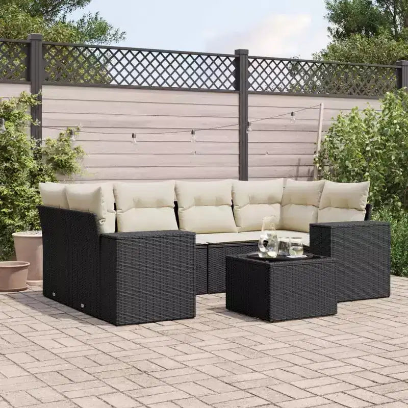 vidaXL Salon de jardin noir en résine tressée Grand salon de jardin modulable