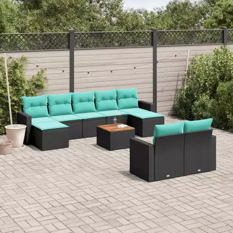 vidaXL Salon de jardin en résine tressée noire avec grands accoudoirs réglables