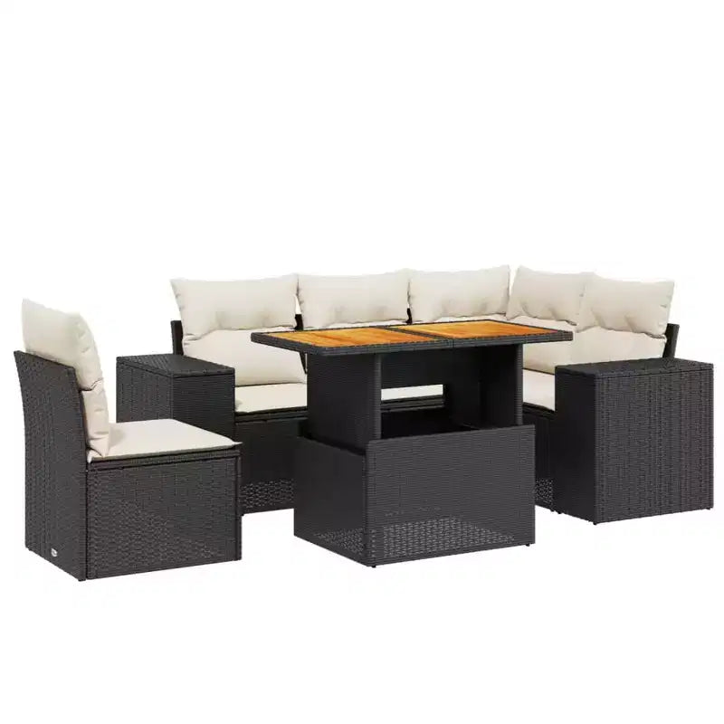 vidaXL Garden Sofa Set Black, Cream White