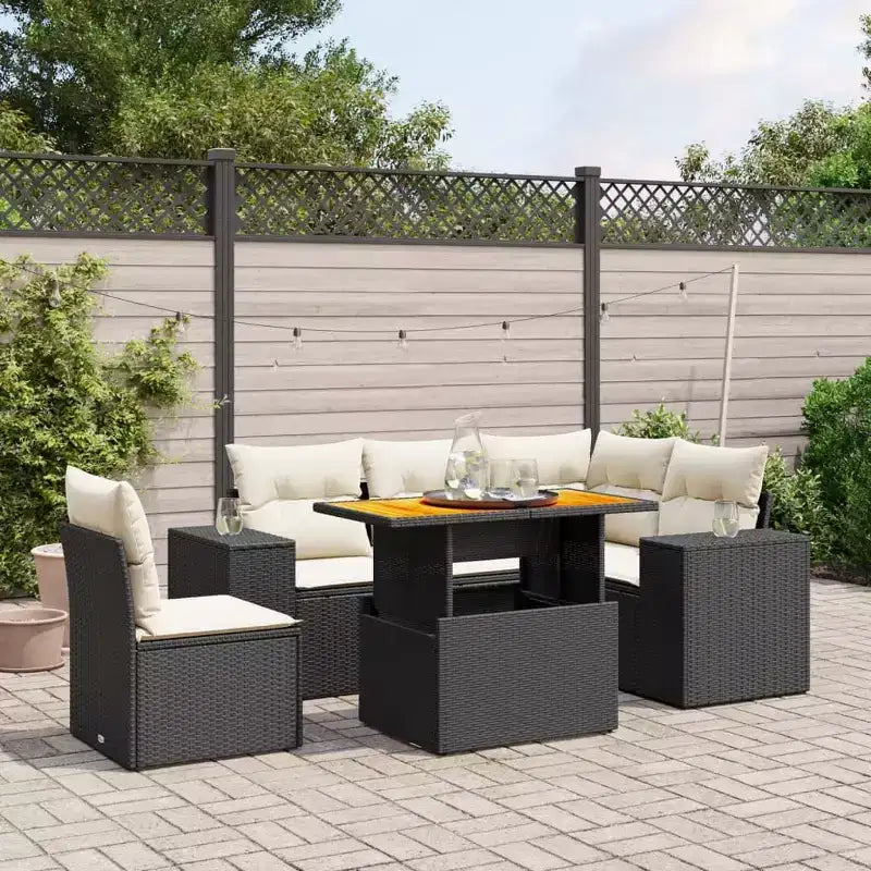 vidaXL Ensemble de canapés de jardin noir, blanc crème
