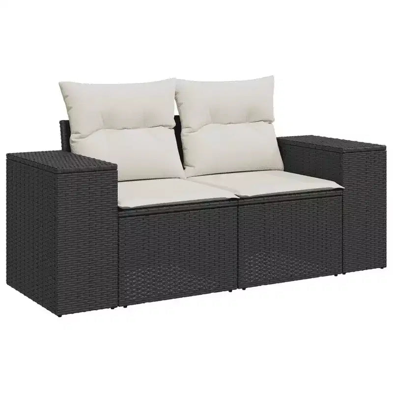 vidaXL Ensemble de canapés de jardin noir, blanc crème