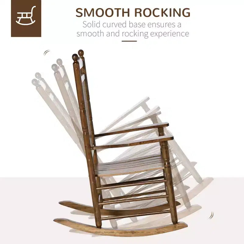 Fauteuil à bascule traditionnel en bois à dossier haut pour porche, intérieur/extérieur