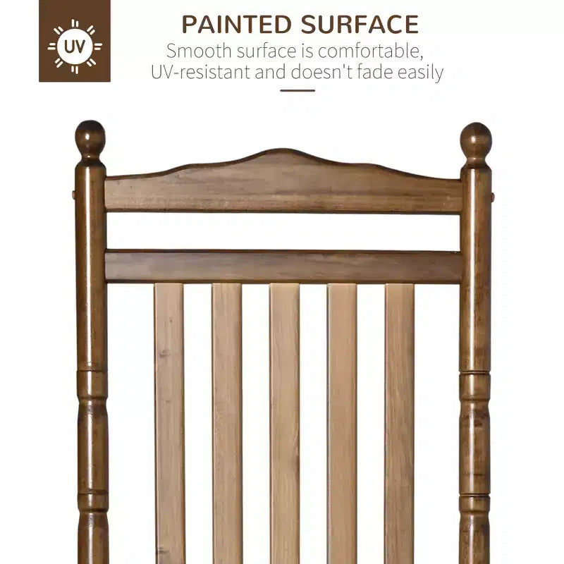 Fauteuil à bascule traditionnel en bois à dossier haut pour porche, intérieur/extérieur
