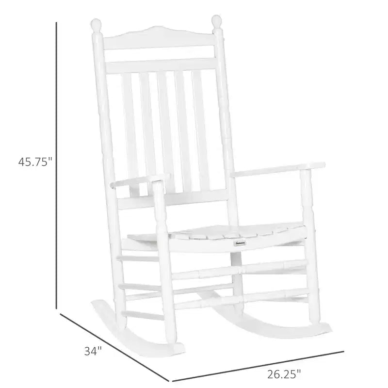 Fauteuil à bascule traditionnel en bois à dossier haut pour porche, intérieur/extérieur