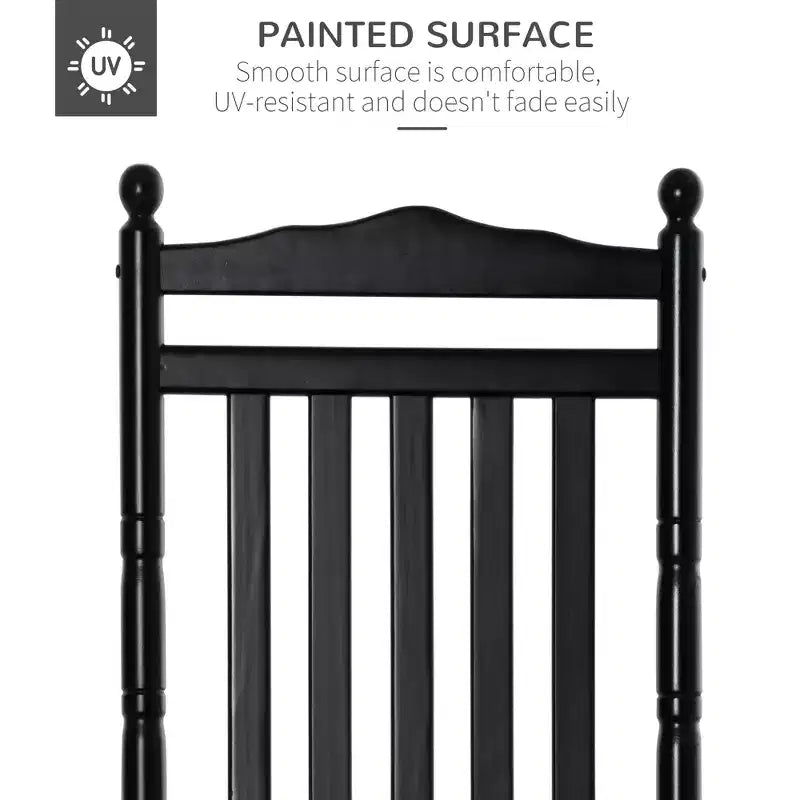 Fauteuil à bascule traditionnel en bois à dossier haut pour porche, intérieur/extérieur