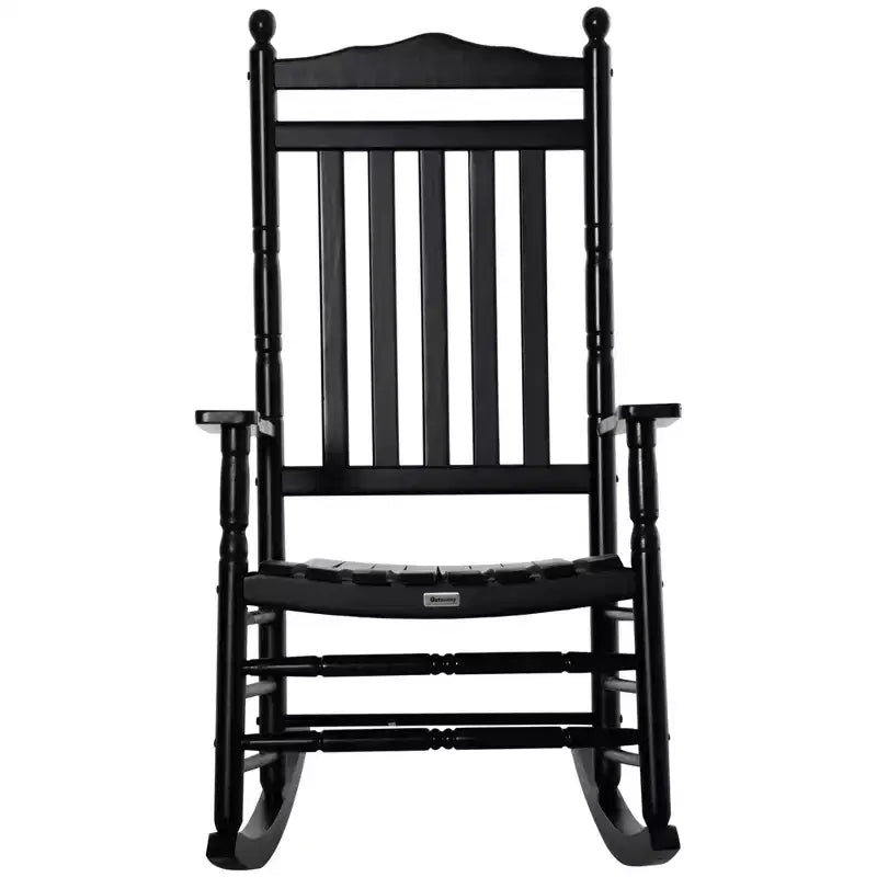 Fauteuil à bascule traditionnel en bois à dossier haut pour porche, intérieur/extérieur