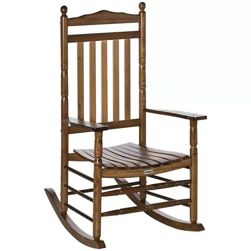 Fauteuil à bascule traditionnel en bois à dossier haut pour porche, intérieur/extérieur