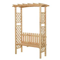 Outdoor Garden Bench Arch Pergola with Natural Fir Wood Build, Protective Varnish
