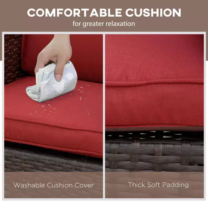 Fauteuil à bascule d'extérieur en osier, à bascule en rotin avec coussins, cadre en acier pour patio, jardin