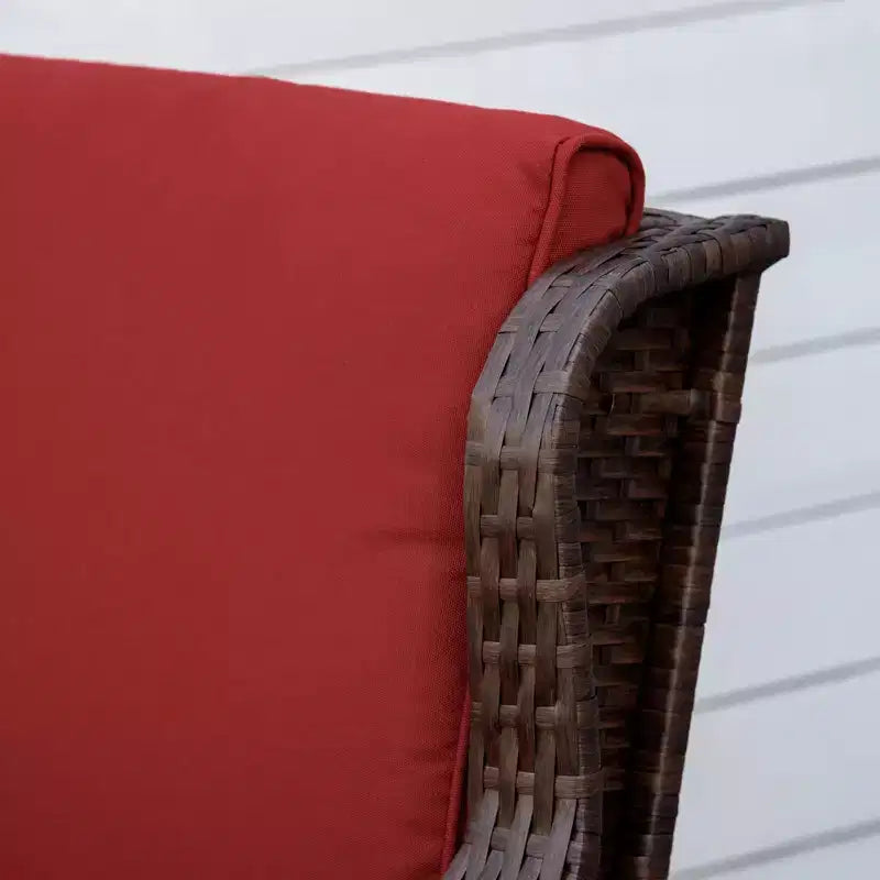 Fauteuil à bascule d'extérieur en osier, à bascule en rotin avec coussins, cadre en acier pour patio, jardin