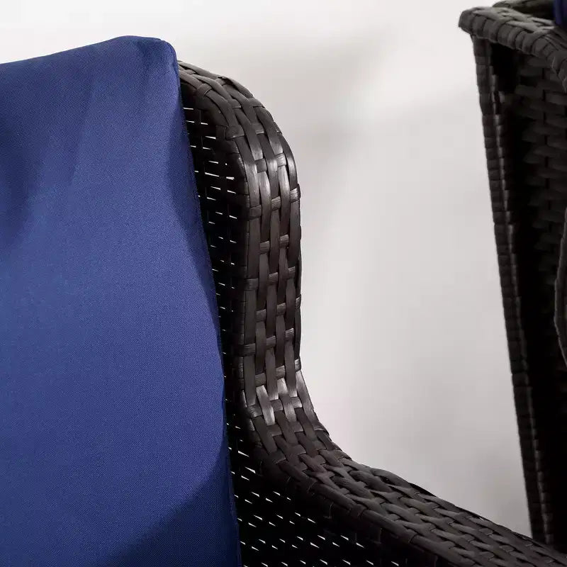 Fauteuil à bascule d'extérieur en osier, à bascule en rotin avec coussins, cadre en acier pour patio, jardin