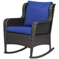 Outdoor Wicker Rocking Chair, Rattan Rocker with Cushions, Steel Frame for Patio, Garden