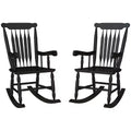 Porch Rocker Chairs Set of 2, 350 lbs. Wooden Outdoor Rocking Chairs with High Back for Garden, Patio, Balcony