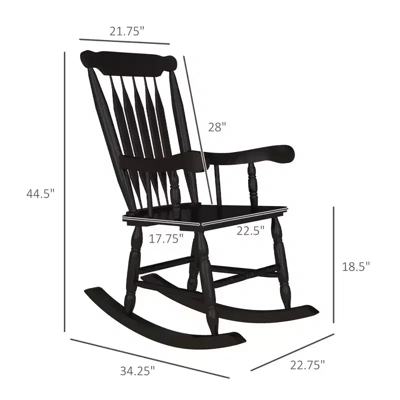 Lot de 2 fauteuils à bascule pour porche, 159 kg. Chaises à bascule d'extérieur en bois avec dossier haut pour jardin, terrasse, balcon
