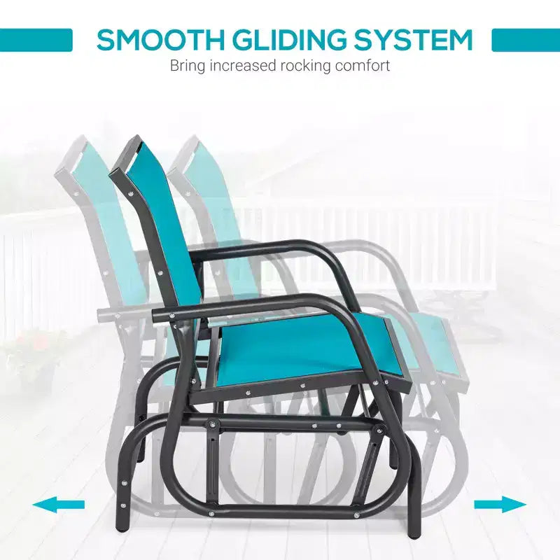 Fauteuil à bascule extérieur, chaise-balançoire en acier avec accoudoirs incurvés pour porche, jardin, piscine, balcon