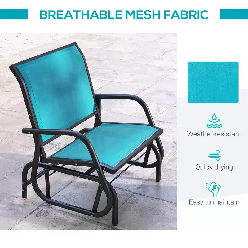 Fauteuil à bascule extérieur, chaise-balançoire en acier avec accoudoirs incurvés pour porche, jardin, piscine, balcon