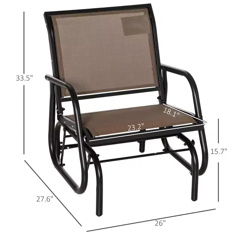 Fauteuil à bascule extérieur, chaise-balançoire en acier avec accoudoirs incurvés pour porche, jardin, piscine, balcon