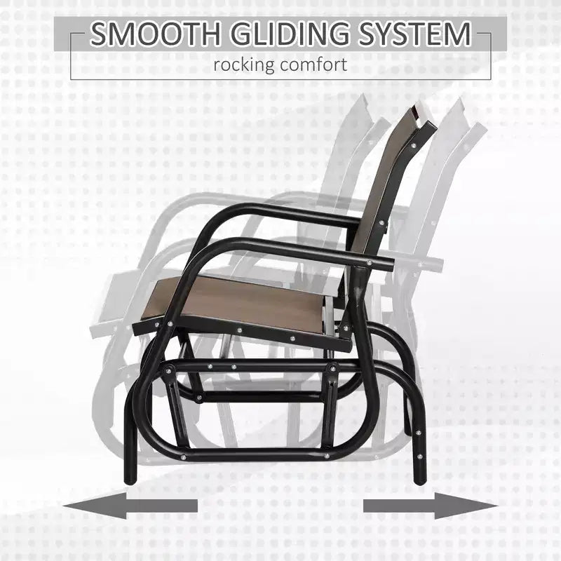Fauteuil à bascule extérieur, chaise-balançoire en acier avec accoudoirs incurvés pour porche, jardin, piscine, balcon