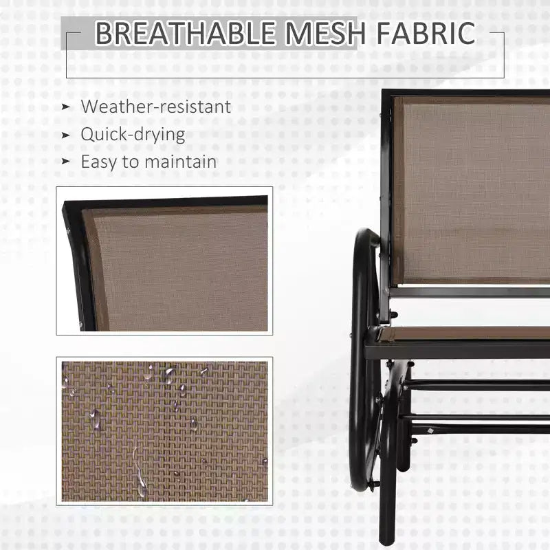 Fauteuil à bascule extérieur, chaise-balançoire en acier avec accoudoirs incurvés pour porche, jardin, piscine, balcon