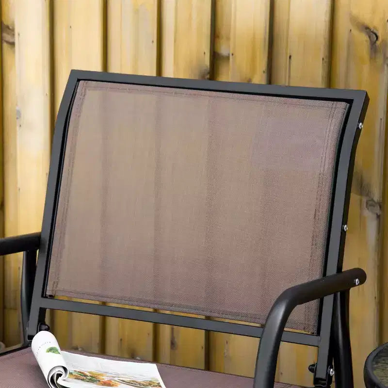 Fauteuil à bascule extérieur, chaise-balançoire en acier avec accoudoirs incurvés pour porche, jardin, piscine, balcon