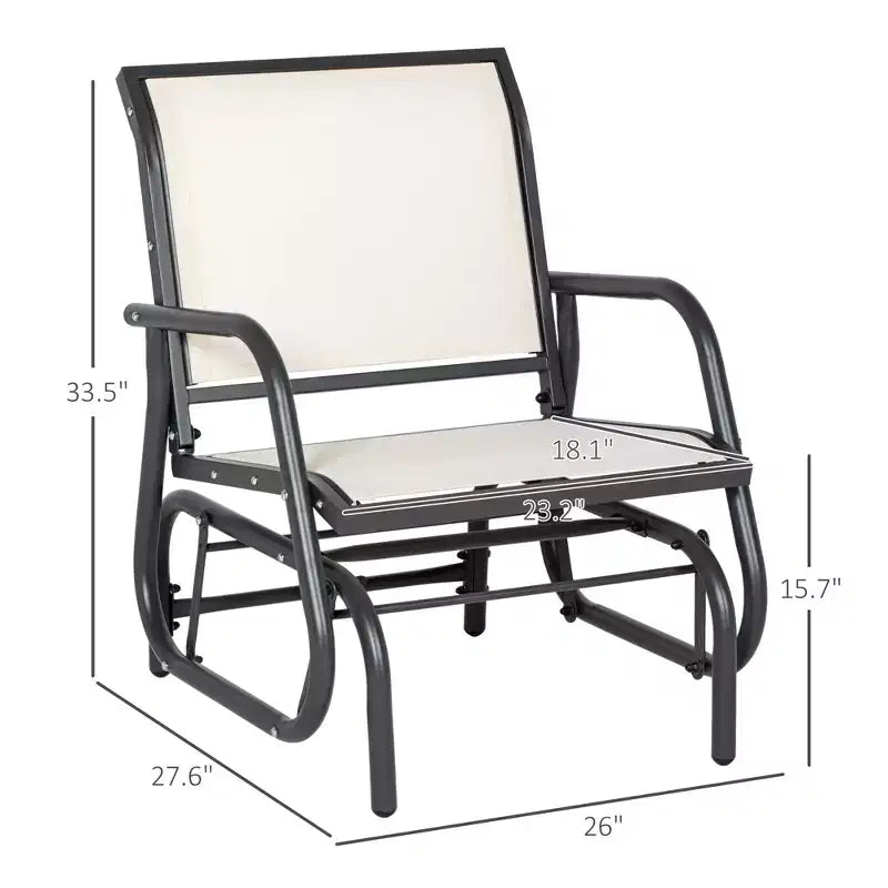 Fauteuil à bascule extérieur, chaise-balançoire en acier avec accoudoirs incurvés pour porche, jardin, piscine, balcon