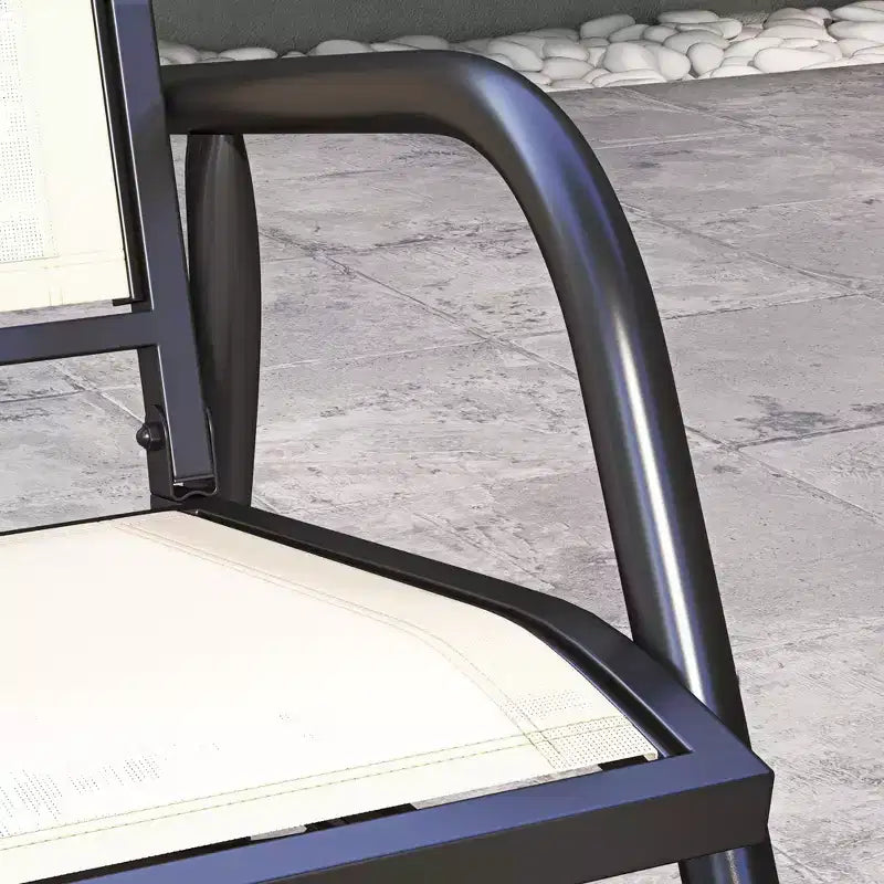 Fauteuil à bascule extérieur, chaise-balançoire en acier avec accoudoirs incurvés pour porche, jardin, piscine, balcon