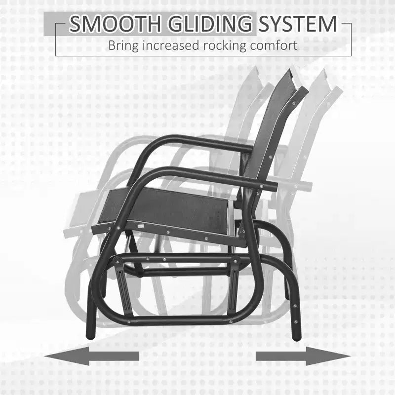 Fauteuil à bascule extérieur, chaise-balançoire en acier avec accoudoirs incurvés pour porche, jardin, piscine, balcon