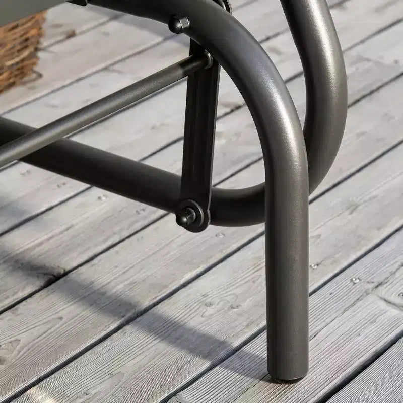 Fauteuil à bascule extérieur, chaise-balançoire en acier avec accoudoirs incurvés pour porche, jardin, piscine, balcon