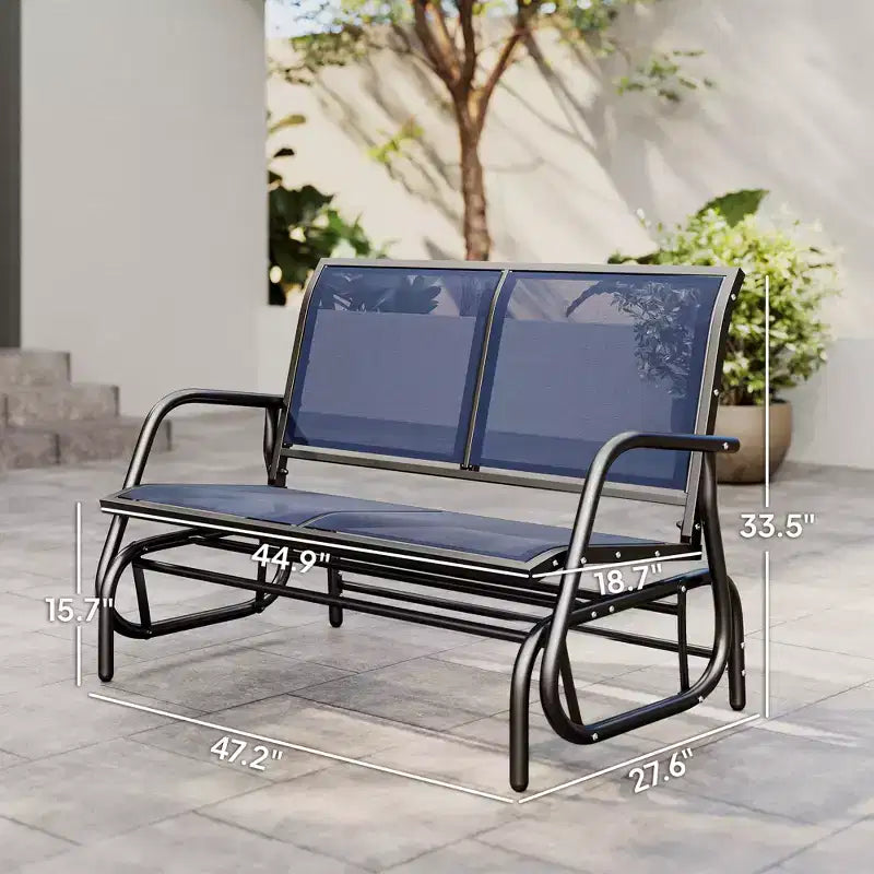 Banc de jardin à bascule 2 places, Causeuse d'extérieur à double balançoire avec cadre en acier thermolaqué pour jardin, terrasse, porche