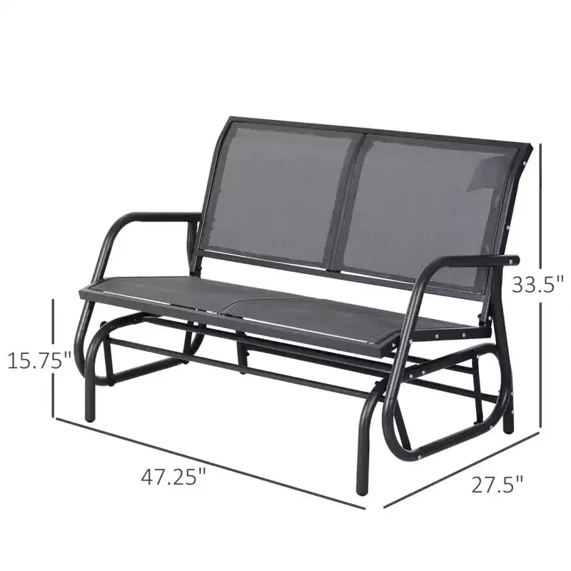 Banc de jardin à bascule 2 places, Causeuse d'extérieur à double balançoire avec cadre en acier thermolaqué pour jardin, terrasse, porche