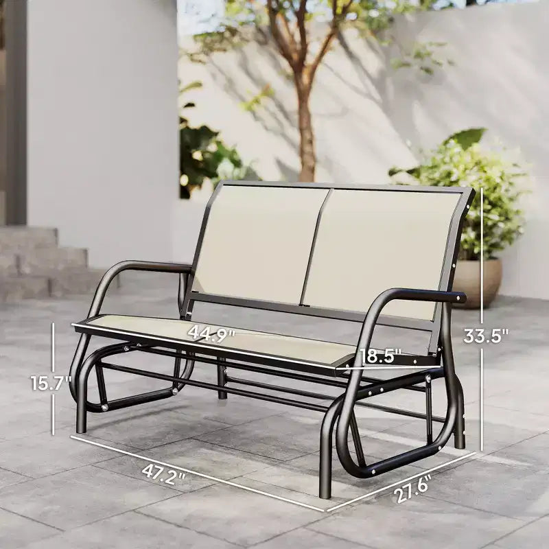 Banc de jardin à bascule 2 places, Causeuse d'extérieur à double balançoire avec cadre en acier thermolaqué pour jardin, terrasse, porche