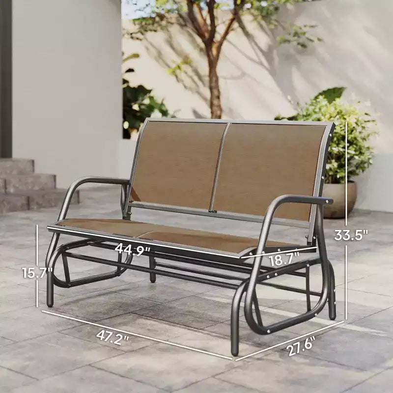 Banc de jardin à bascule 2 places, Causeuse d'extérieur à double balançoire avec cadre en acier thermolaqué pour jardin, terrasse, porche