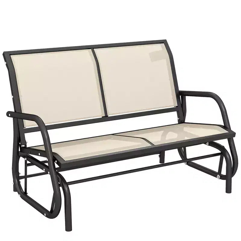 2-Person Outdoor Glider Bench, Patio Double Swing Rocking Chair Loveseat w/Powder Coated Steel Frame for Backyard Garden Porch