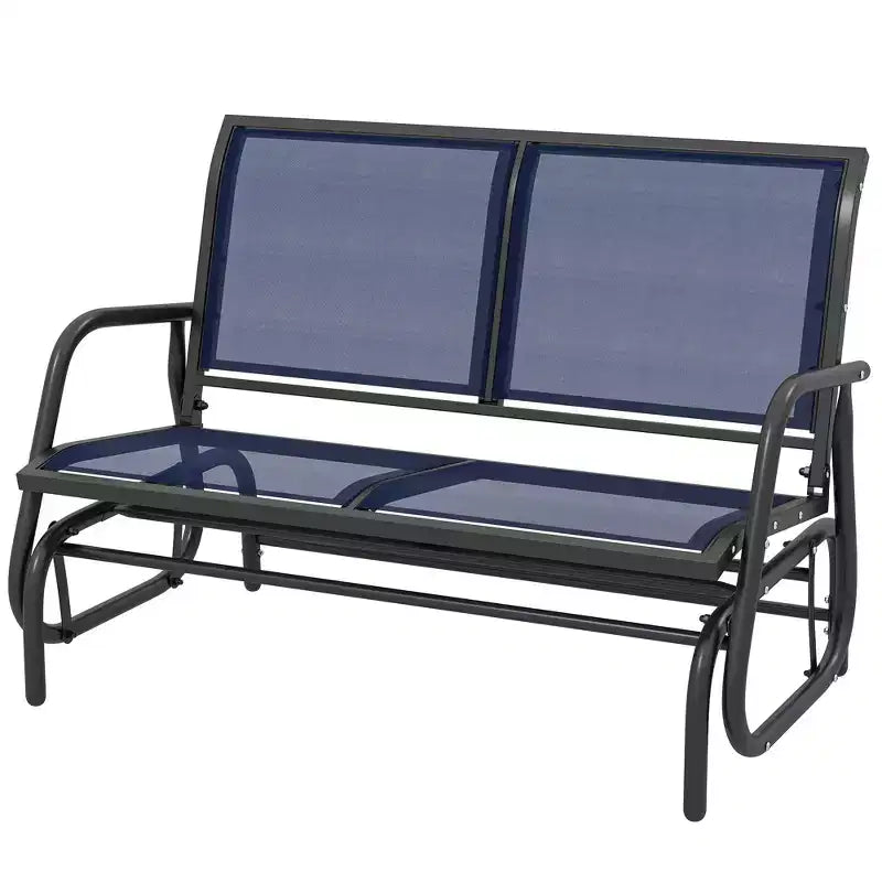 Banc de jardin à bascule 2 places, Causeuse d'extérieur à double balançoire avec cadre en acier thermolaqué pour jardin, terrasse, porche