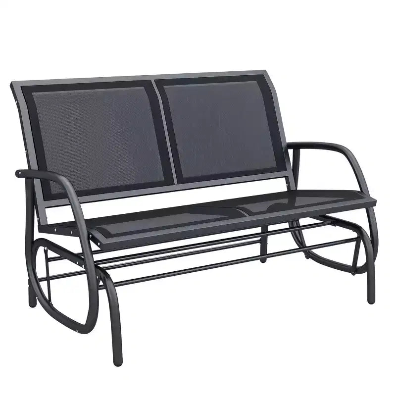 Banc de jardin à bascule 2 places, Causeuse d'extérieur à double balançoire avec cadre en acier thermolaqué pour jardin, terrasse, porche