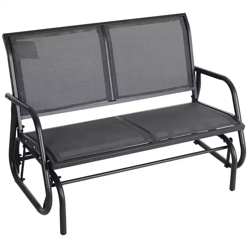 Banc de jardin à bascule 2 places, Causeuse d'extérieur à double balançoire avec cadre en acier thermolaqué pour jardin, terrasse, porche