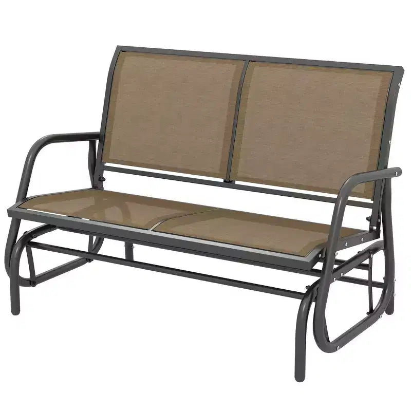 Banc de jardin à bascule 2 places, Causeuse d'extérieur à double balançoire avec cadre en acier thermolaqué pour jardin, terrasse, porche