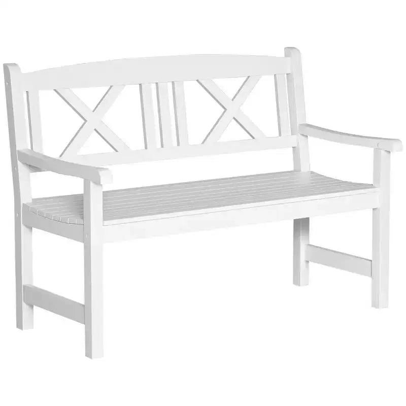 2-Seater Wooden Garden Bench, 4FT Outdoor Patio Loveseat with Unique X-Shape Back for Yard, Lawn, Porch